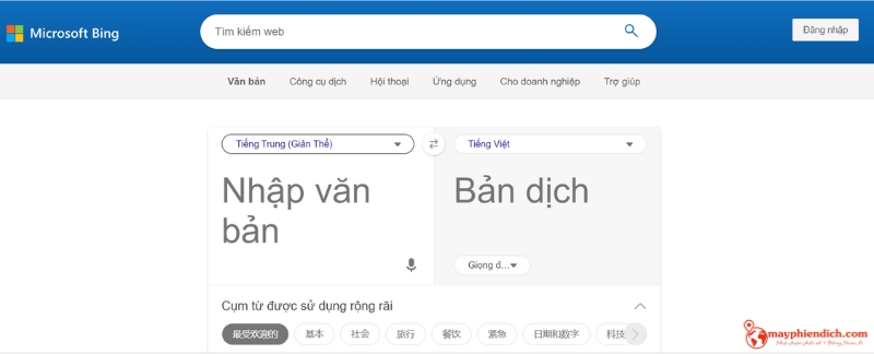 Bing Translator - Website Dịch Có Phiên Âm