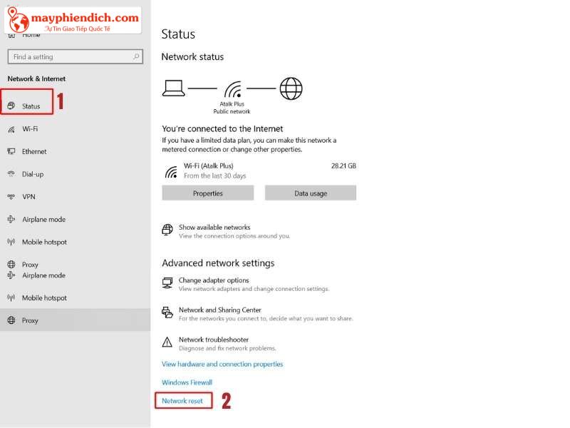 Reset TCP_IP Stack sửa lỗi Wifi Limited Access