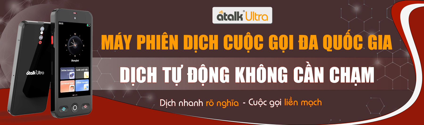 ATalk Ultra - Máy Phiên Dịch Cuộc Gọi Đa Quốc Gia - Dịch Tự Động Không Cần Chạm
