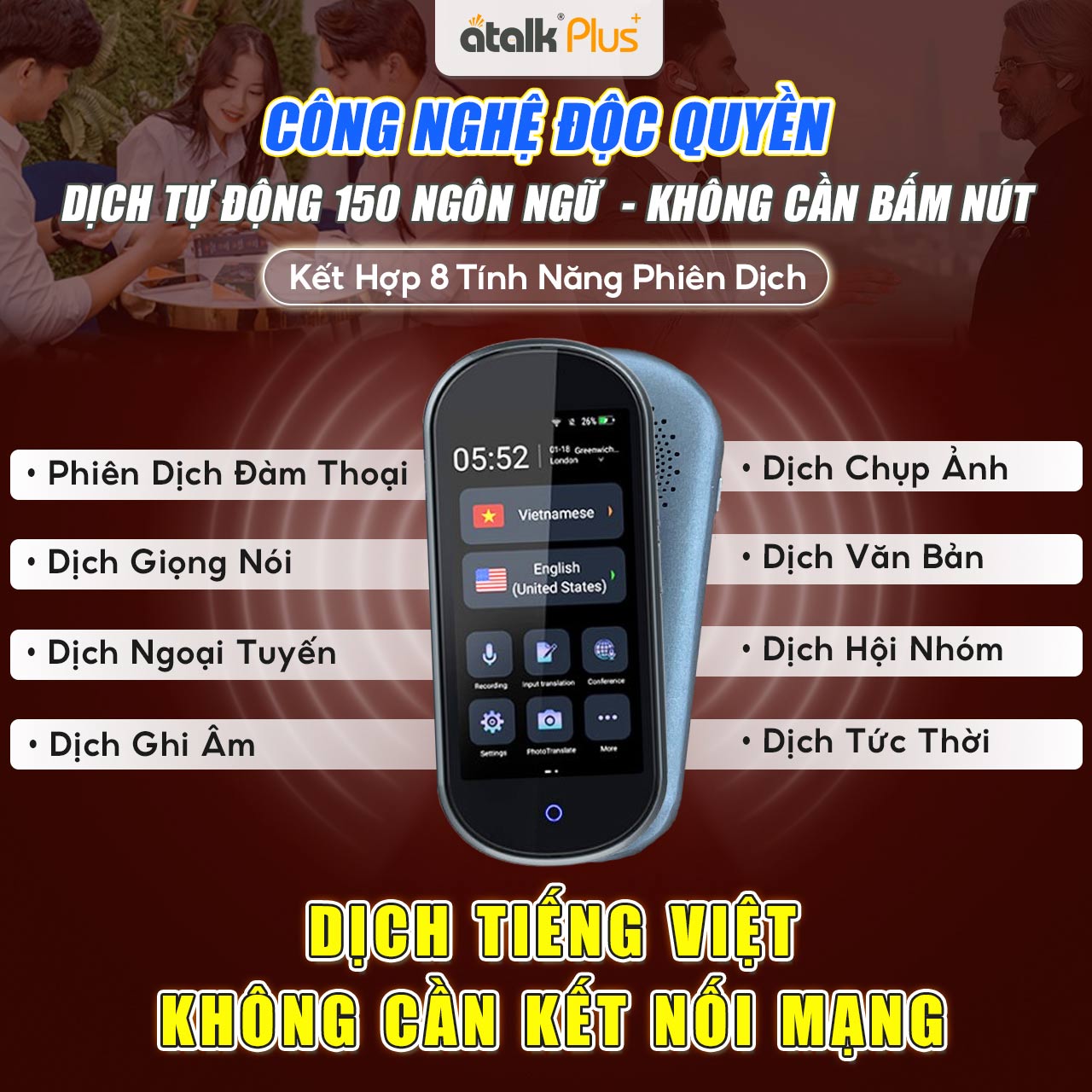 8 Tính Năng Phiên Dịch Vượt Trội Trên Máy Dịch ATalk Plus+