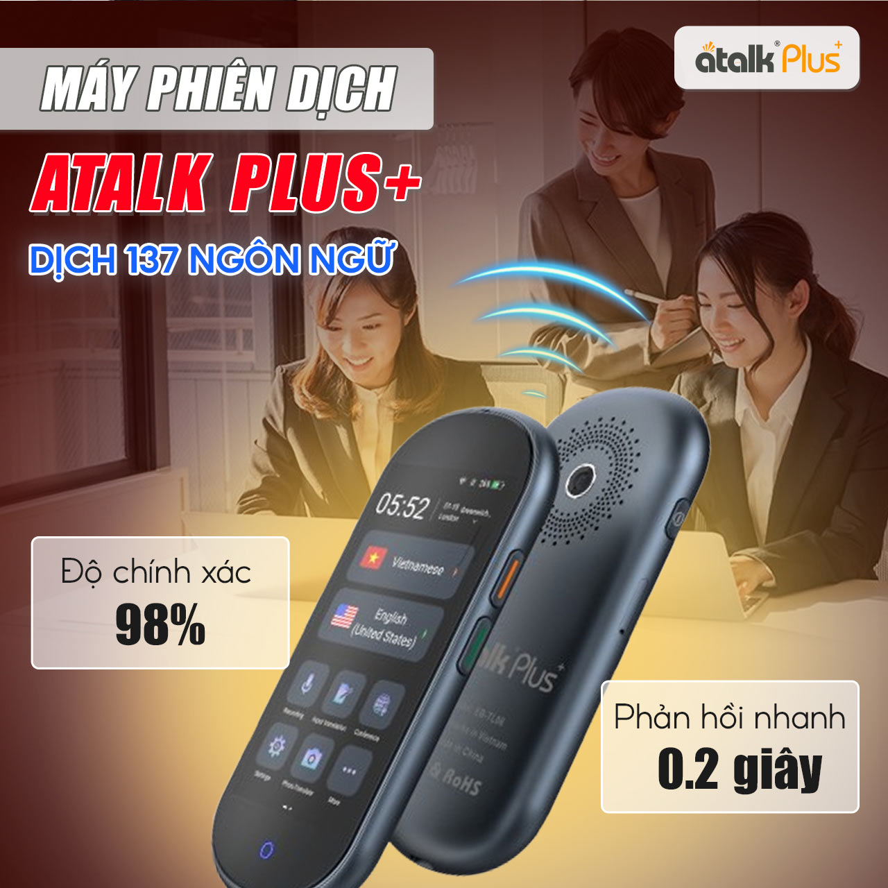 Máy Phiên Dịch Atalk Plus+ | Dịch 137 ngôn ngữ chưa đầy 0.2s