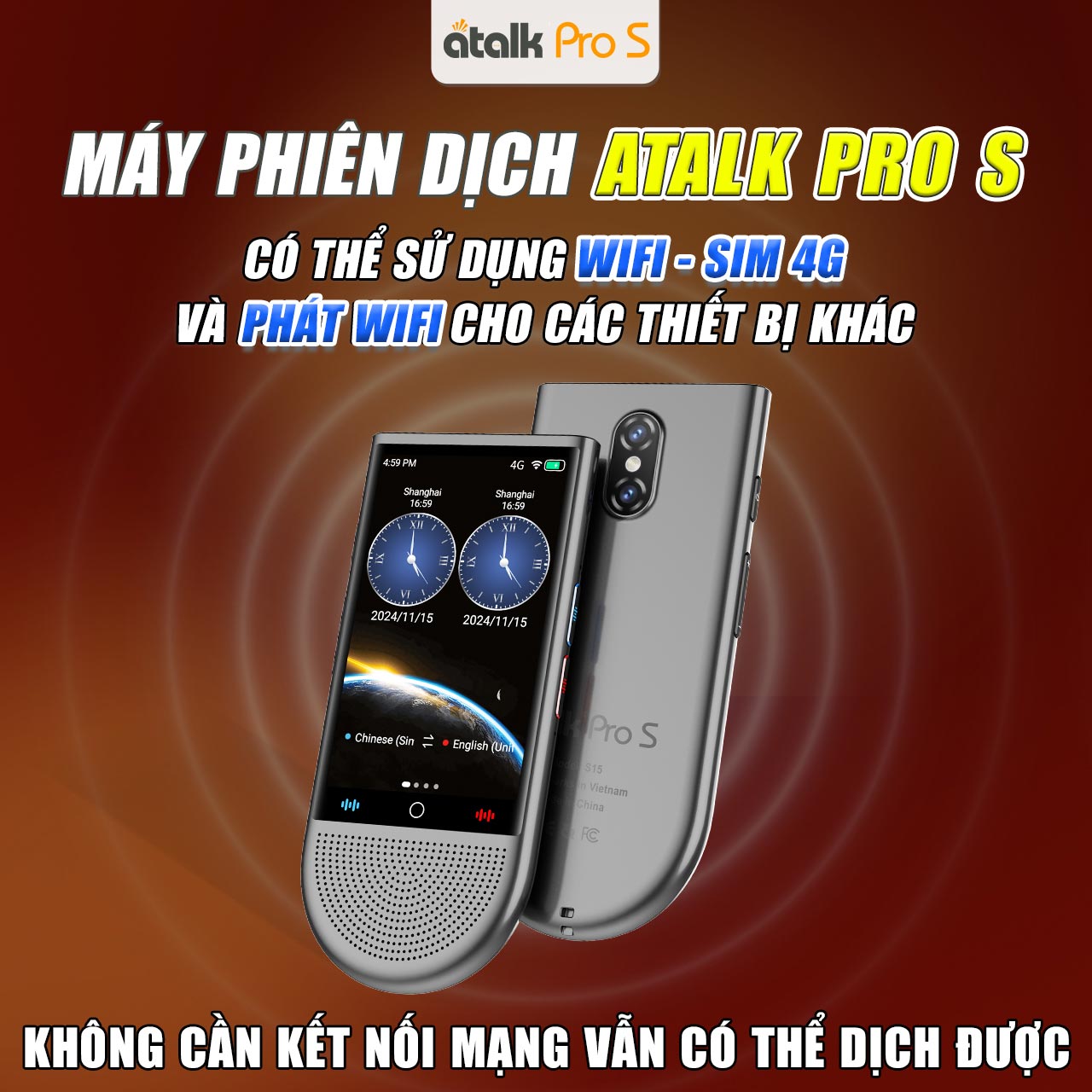 ATalk Pro S Hỗ Trợ Dịch Ngoại Tuyến Khi Không Có Kết Nối Mạng