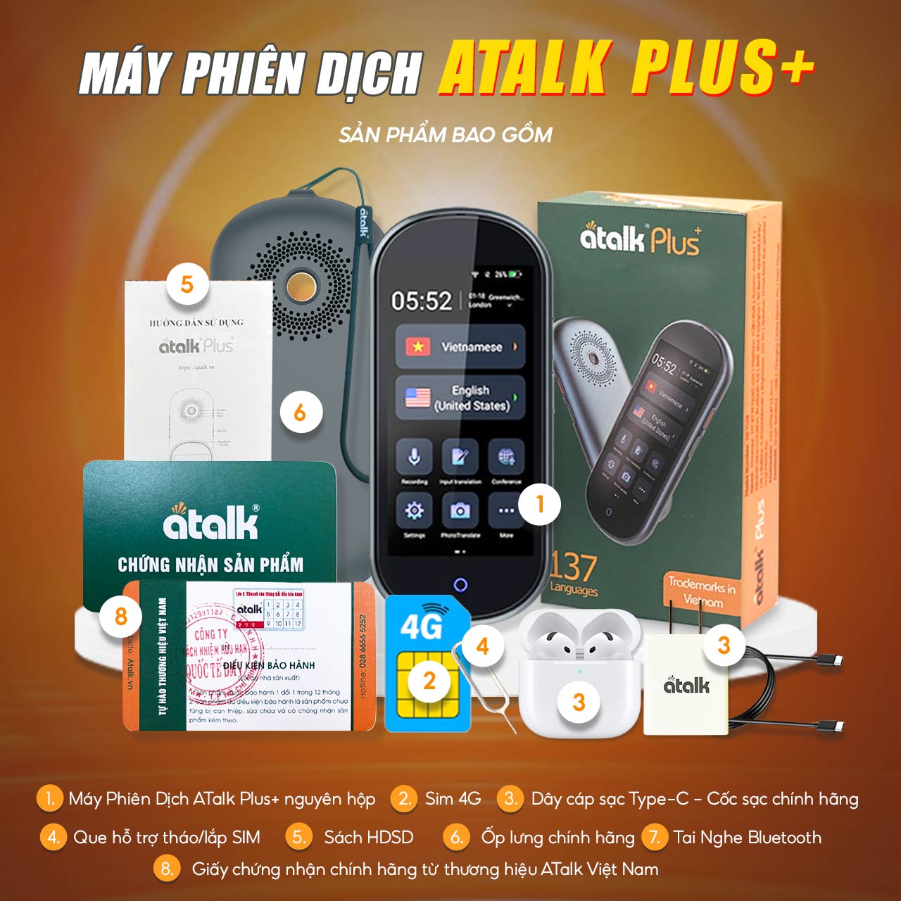 Bộ Quà Tặng Đặc Biệt Khi Sở Hữu Máy Dịch Trực Tiếp ATalk Plus+