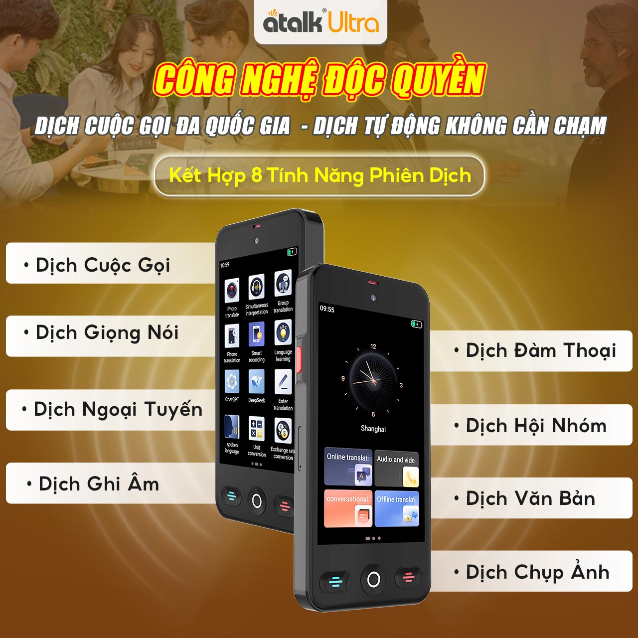 Các Tính Năng Phiên Dịch Cốt Lõi Trên Máy Phiên Dịch 2 Chiều ATalk Ultra