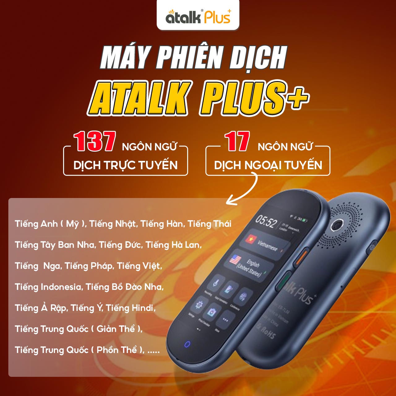 Máy Phiên Dịch Atalk Plus+ | Dịch 137 ngôn ngữ chưa đầy 0.2s