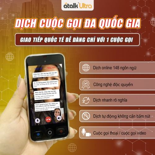 ATalk Ultra - Máy Phiên Dịch Cuộc Gọi Đa Quốc Gia - Giao Tiếp Dễ Dàng Chỉ Với 1 Cuộc Gọi