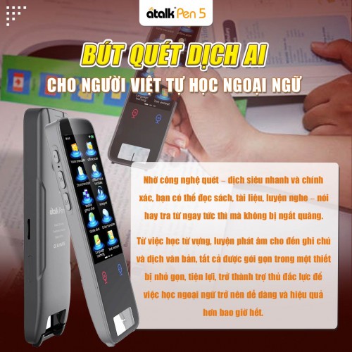 Bút Quét Dịch Ngôn Ngữ ATalk Pen 5 Hỗ Trợ Người Việt Tự Học Ngoại Ngữ