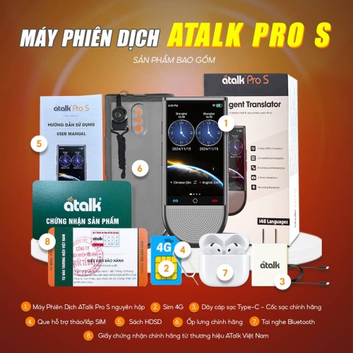 Đầy Đủ Thiết Bị Và Phụ Kiện Đi Kèm Khi Sở Hữu Máy ATalk Pro S