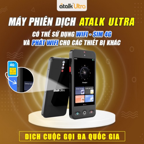 Máy Dịch Đa Ngôn Ngữ Cầm Tay ATalk Ultra Hỗ Trợ Kết Nối Đa Dạng