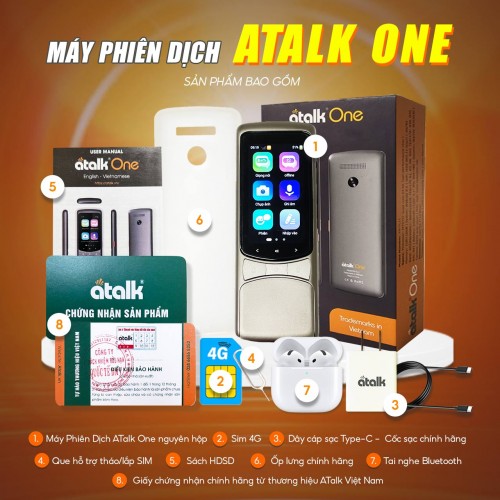 Trọn Bộ Sản Phẩm Máy Thông Dịch Cầm Tay ATalk One