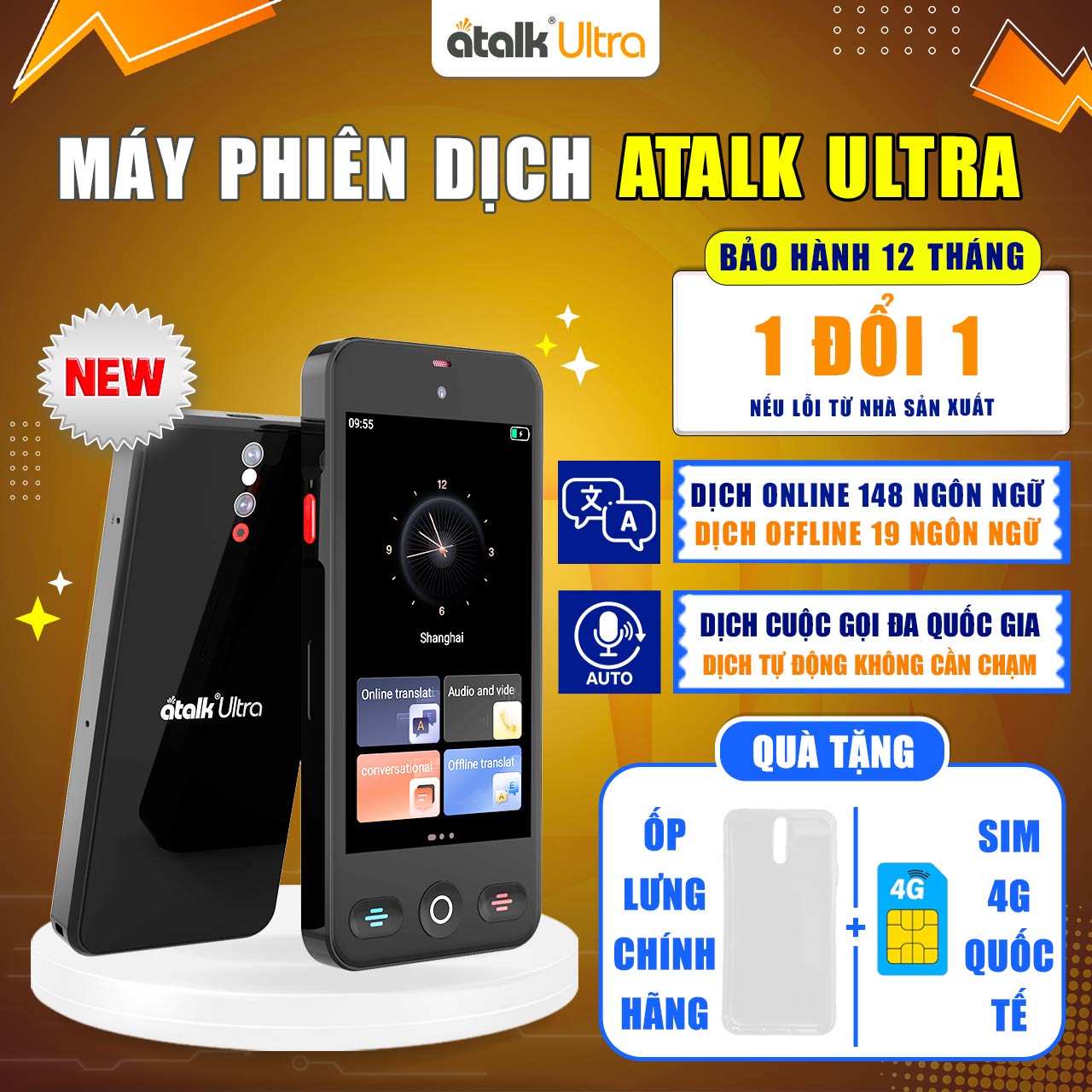 Máy Phiên Dịch Cuộc Gọi Đa Quốc Gia ATalk Ultra