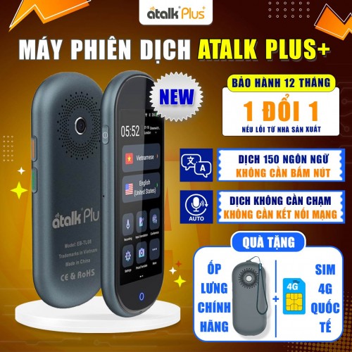 Máy Phiên Dịch ATalk Plus+ | Dịch Tự Động 150 Ngôn Ngữ - Không Cần Bấm Nút - Không Cần Chạm
